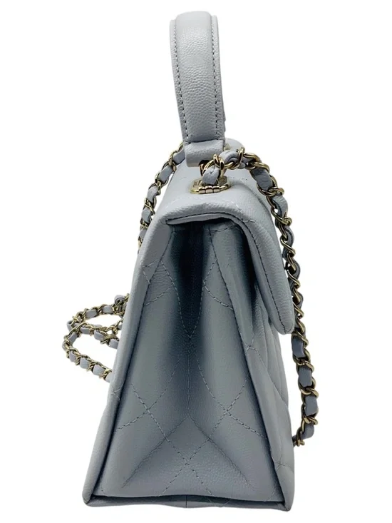 Chanel Light Blue Quilted Caviar Leather Retro Top Handle Flap Bag - Picture 2 of 14